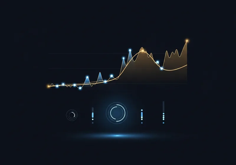 Chart panel showing AI signal bands, a confidence meter and a historical hit-rate strip